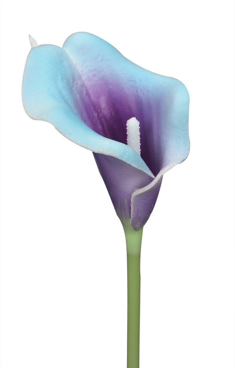 Duovlo 20pcs Calla Lily Bridal Wedding Bouquet Lataex Real Touch Artificial Flower Home Party Decor (Purple in Blue) - Image 2